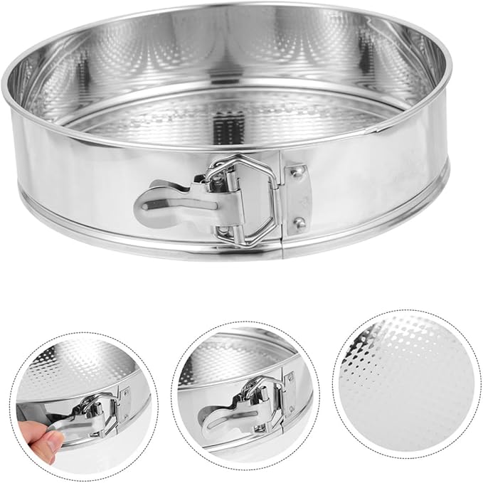Springform Cake Pan 9-inch Stainless Steel 304 Leakproof Cheesecake Mold with Locking Spring Clip for Home Baking and Roasting