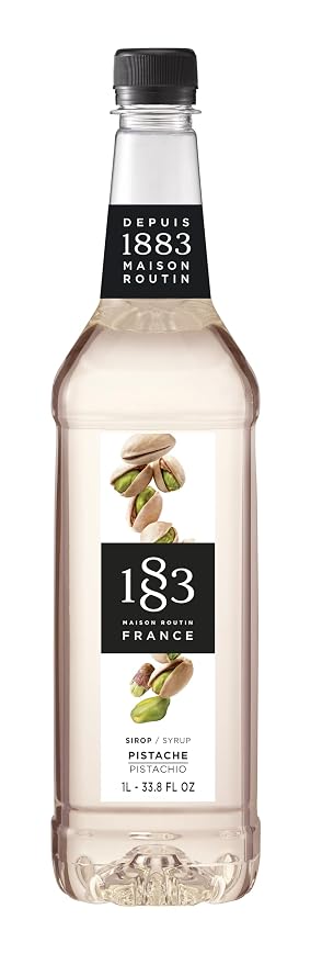 1883 Pistachio Syrup for Drinks, Made in France, 1 Liter Plastic Bottle