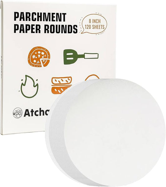 8 Inches Round Parchment Paper 120 Pcs, Heavy Duty Non-Stick Parchment Circles for Baking, Cake Pan, Springform Tin, Air Fryer, Toaster Oven & Microwave