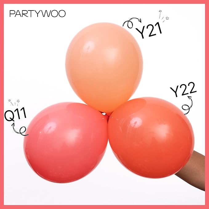 PartyWoo Coral Balloons 100pcs Different Sizes of 36 18 12 10 5 Inch Pastel Red Coral Pink Latex Balloon Arch Kit Garland for Wedding Anniversary Birthday Summer Themed Party Decorations Red-Q11