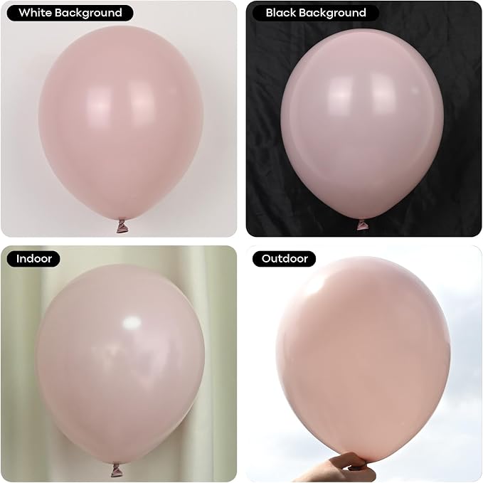 Dusty Pink Balloon Garland Arch Kit, Double Stuffed Pearl Pink White and Gold Balloon Large Clear Balloons for Girls Baby Shower Bridal Shower Wedding Birthday Party Decorations