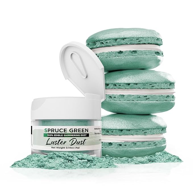 Luster Dust - Spruce Green (4g 1x Jar) | Edible Vegan Dust & Paint for Cake Decorating, Ice Cream, Desserts, Cocktails and Beverages by Bakell