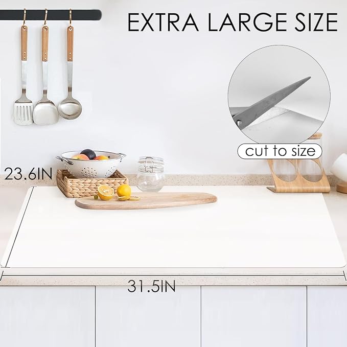 Extra Large Silicone Mat, Food-Grade Flexible Silicone Table Mats for Kids Non-Slip Placemat Waterproof Heat Insulation Countertop Protector Pastry Mat Silicone Pad, 31.5''x16.9'' Clear