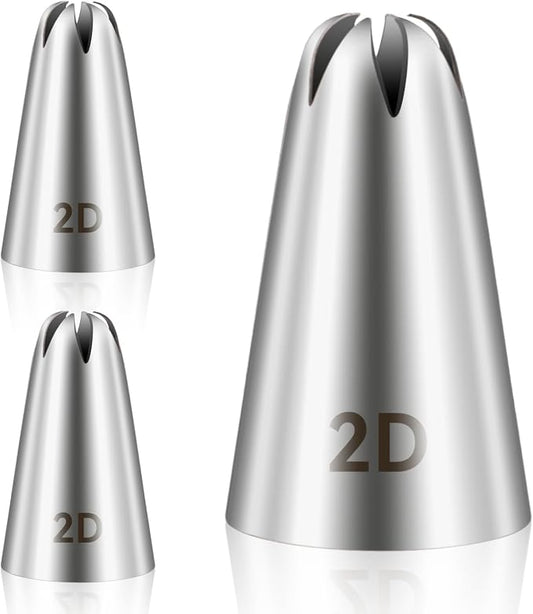 3pcs 2D Cake Piping Tips, Cake Decorating Supplies Piping Tips, Piping Nozzles Decorating Tips, Baking Tools for Buttercream, Icing, Birthday Cake, Cupcake, DIY Art