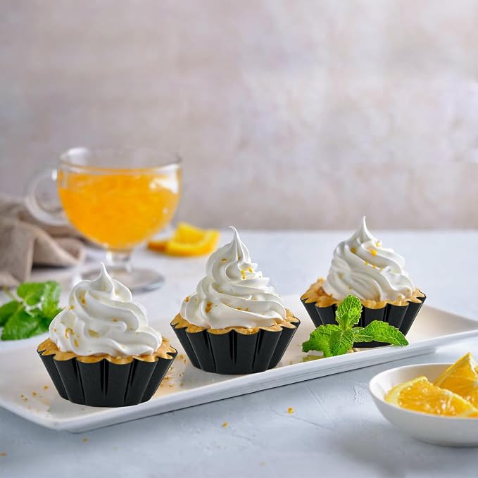 12PCS Egg Tart Molds, 3-Inch Non Stick Mini Tart Pans with Silicone Basting Pastry Brush, Fluted Mini Pie Pans for Baking