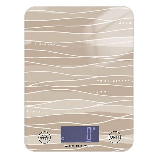 Food Scale Kitchen Scale Food Weight Scales Digital Weight Grams and Ounces Small Electronic Food Scale for Baking Cooking Light Brown Boho Wave