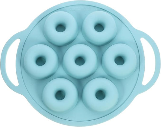 Silicone Donut Baking Pan 7-cavity Non-stick Reusable Mold Small Cake Making Tray for Kitchen Home Baking Nordic Green
