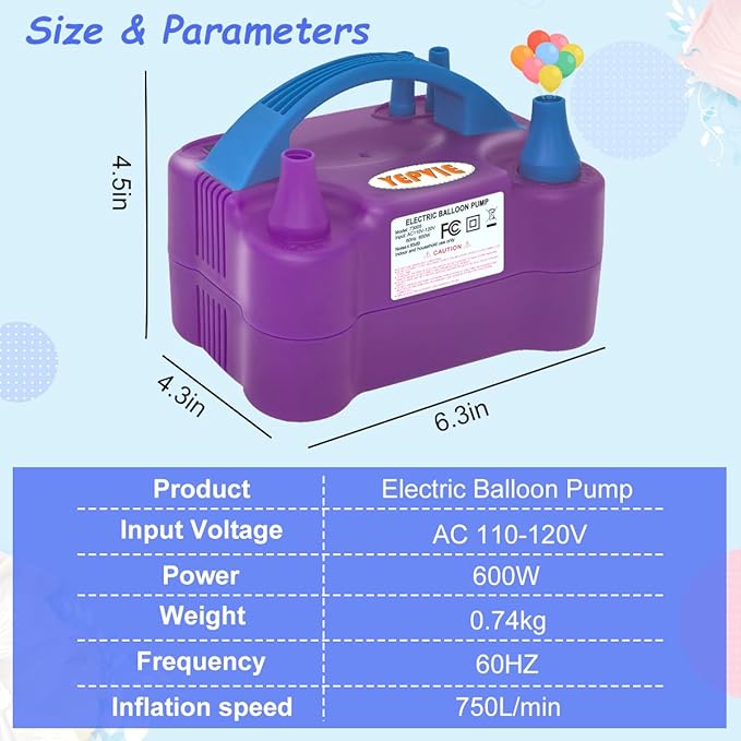 Electric Balloon Pump, Portable 2 Modes Balloon Blower Machine with 14 Balloon Arch Kits, Air Pump for Balloon, Balloon Inflator for Party Decoration