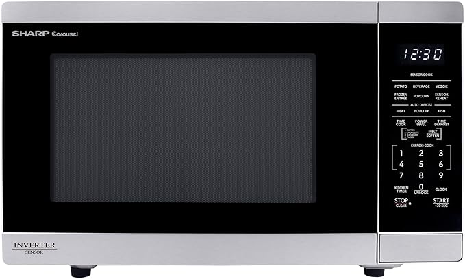 SHARP Countertop Microwave Oven with Removable 12.4" Carousel Turntable, 1100 Watt, 1.4 Cubic Feet, Stainless Steel