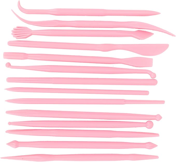 Saluaqui Modeling Tools for Plastic Kits Clay Scu 14Pcs DIY Plastic Clay Sculpting Set Modeling Tools for Pottery and Fondant Ergonomic Handle and Portable Design (Roseate)