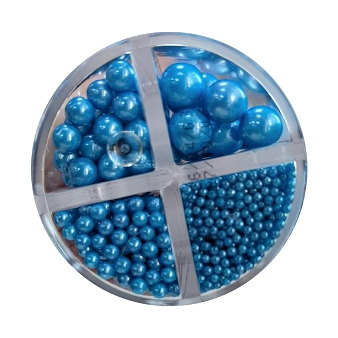 HeDeon&Rles Edible Blue Preals Sprinkles for Baking 4 Size（2mm 4mm 7mm 10mm）Blue Sprinkles for Cake Cupcake Pancake Icing Decoration Independence Day Halloween Supplies