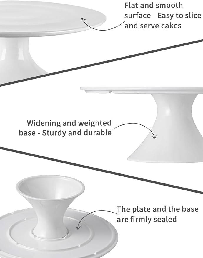 Kanwone 10-Inch Porcelain Cake Stand, Cake Plate, Dessert Stand, Cake Stand for Party, Home Decorating Stand, White