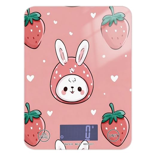 Food Scale Kitchen Scale Food Scales Digital Weight Grams and Ounces Small Electronic Food Scale for Baking Cooking Pink Bunny Strawberry Hearts