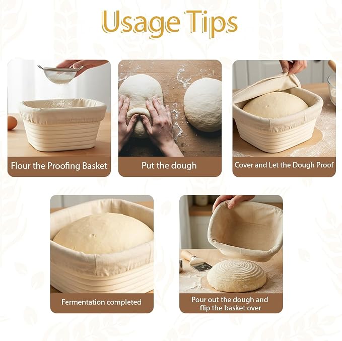 Bread Basket Liner Cloth 6 PCS 10 Inch Oval Bread Proofing Basket Cloth Liner Natural Rattan Banneton Basket Liner Proofing Cloth Sourdough Baking Dough Proofing Basket Cover for Home Baking Supplies