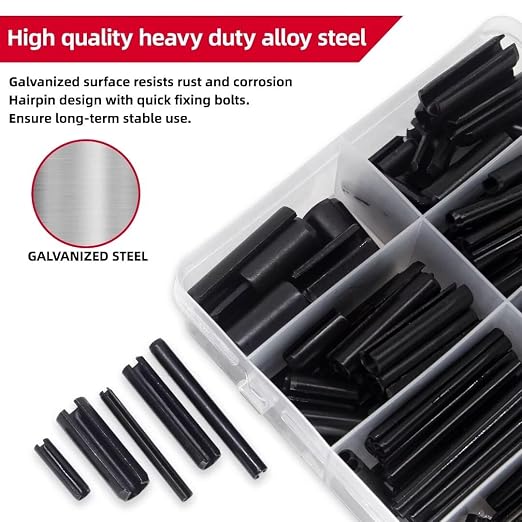 326PCS Roll Pin Set - 24 Sizes Spring Dowel Tension Roll Pins - 1/8 1/4 3/8 1/16 5/64 3/32 5/16 5/32 7/32 Split Expansion Pin Assortment Kit for Home Improvement