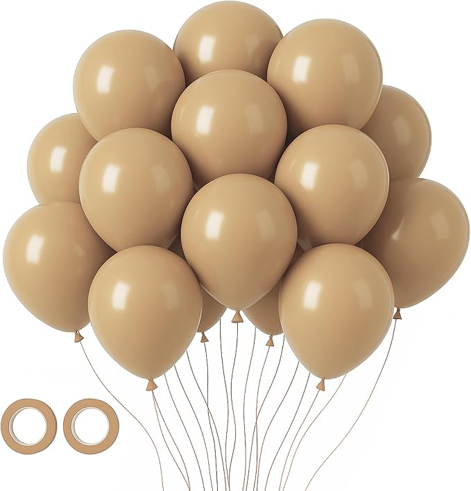 Voircoloria 105pcs Khaki Balloons 12inch Party Latex Balloons for Boys Girls Birthday Baby Shower Gender Reveal Wedding Sunflower Party Decorations