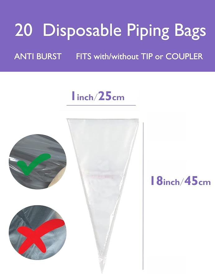 Churro Piping Tips and Bags Set,Extra Large Piping Tips 9FT for Eclair &Star with Disposable Pastry Bags,23 Pcs