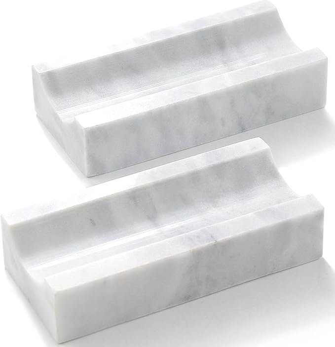 Marble Rolling Pin Holder,Rolling Pin Display Rack,Suitable for Storing Rolling Pin,Pizza Roller,Spoon,Knive,Fork and Other Kitchen Utensils,Set of 2(White Grey)