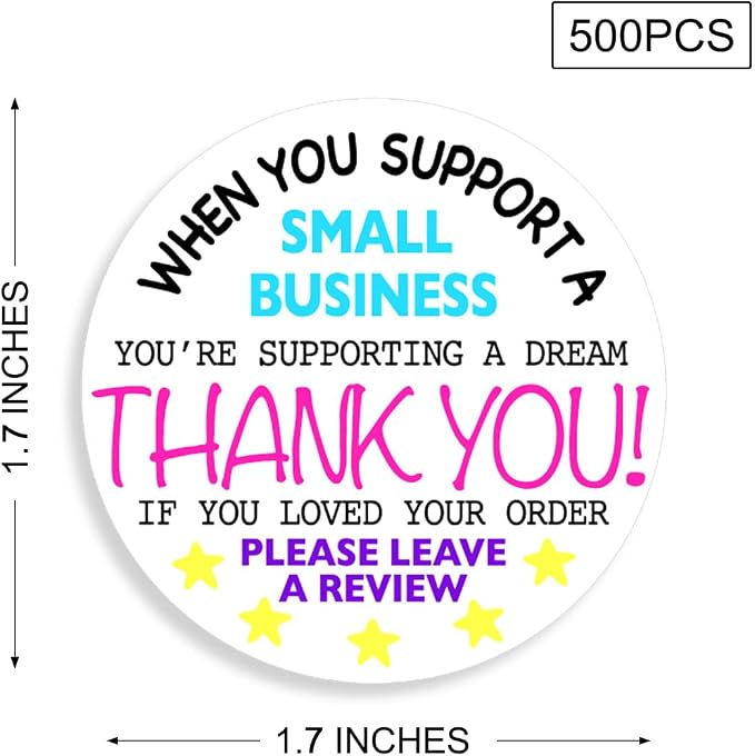 Littlefa 1.7” Please Leave a Review with Colour Design Stickers,Thank You Stickers,Bakeries Sticker,Small Business Sticker,Gift Bags Packaging 500 PCS