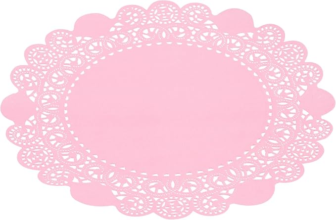 Pastry Tek 8 x 8 Inch Paper Lace Doilies, 4000 Disposable Table Doilies - Elegant Lace Finish, Long Lasting, Pink Paper Doily, for Pastries, Cupcakes, Desserts - Restaurantware