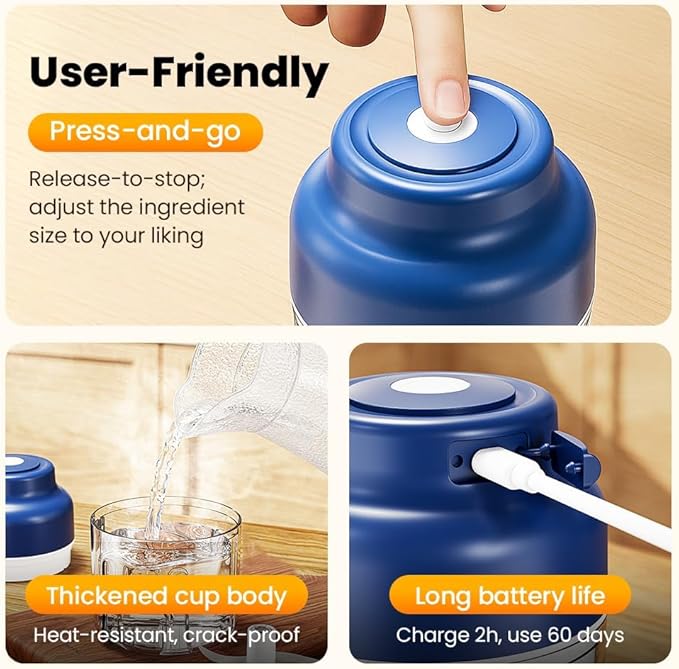 2026 Upgrade Electric Garlic Chopper, Electric Mini Food Processor Portable Veggie Cutter Chopper, USB Rechargeable Wireless Food Chopper for Mashing Garlic, Chili, Onion, Fruit, Ginger (320ml)