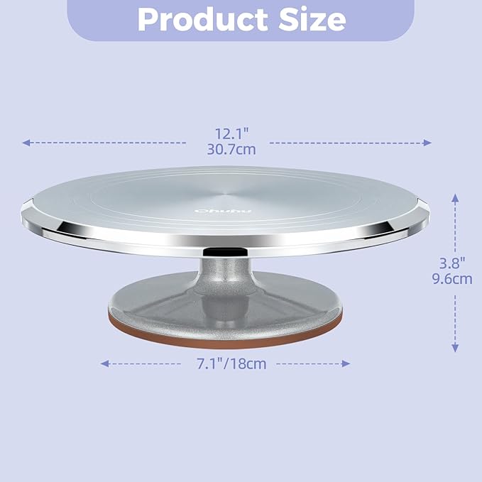 Ohuhu Cake Stand, Aluminium 12''Cake Turntable Decorating Bakery Supplies - BPA-Free Frosting Spinner Rotating Revolving Lazy Susan Perfect Gifts