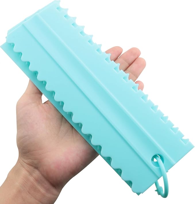 ZCZQC 4PCS Cake Scraper Decorating Plastic Serrated Comb Cream Cake Edge Shaping Tool Side Smoothing Texture Decorating Kitchen Baking DIY Tool 8.07inx2.76in Blue