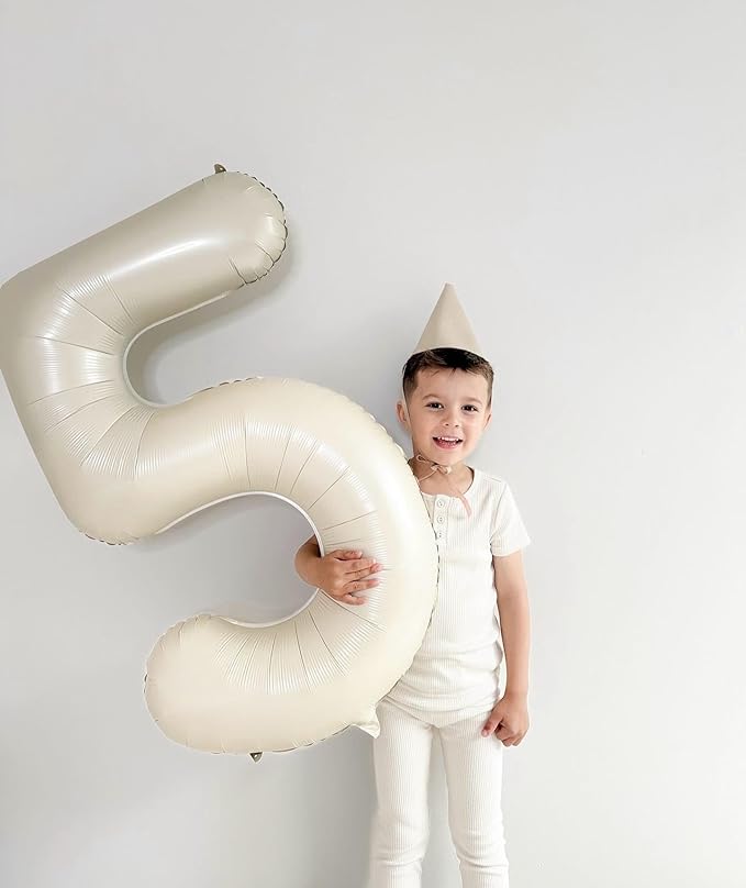 Cream 5 Balloon, Number Balloons 40 Inch, 5th Birthday Balloons Decorations, Cream Party Supplies, 5 Number Balloons, Number 5 Balloon