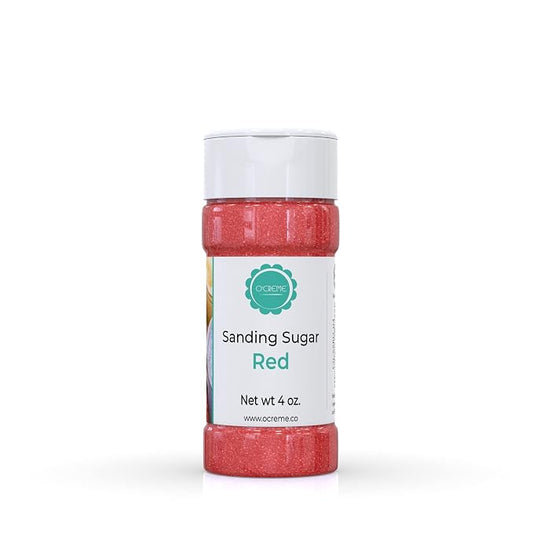O’Creme Sanding Sugar for Cookie Decorating – Eye-Catching Red Sugar Crystals for Unique Cake Toppings – Extra Sugar for Cake Toppings, Cupcakes and Cookies – Ideal Decoration Solution - 4 Ounce, Red