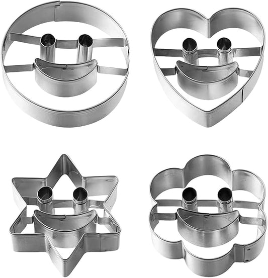 Stainless Steel Cookie Cutter Set, 4PCS Sandwiches Cutters Biscuit Molds for Baking,Geometric Frame Cookie Cutters Pastry Molds Perfect for Holiday Baking (Star Heart Flower Circle)
