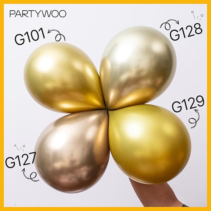 PartyWoo Gold Balloons 127pcs Different Sizes of 36 18 12 10 5 Inch Gold Balloon Arch Kit Garland for Graduation Birthday Wedding Anniversary Baby Shower Retirement Casino Party Decorations Gold-G101