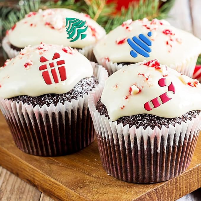 6PCS Christmas Russian Icing Tips Set, Stainless Steel Piping Nozzles for Cake, Cupcake Cookie Decorating – Includes 6 Creative Festive Frosting Tips with Christmas Designs