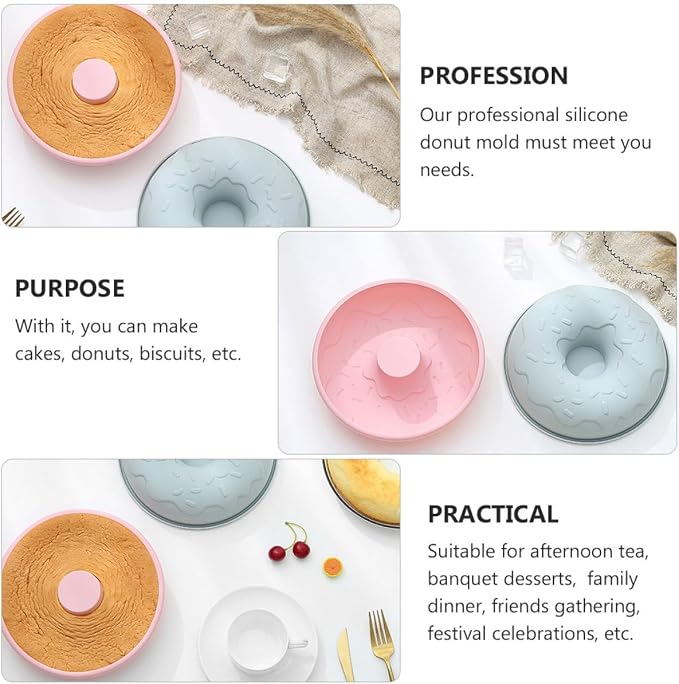 Creative Silicone Doughnut Mold Non-stick Baking Tray for DIY Donut Cake Biscuit Making Kitchen Supplies Pink