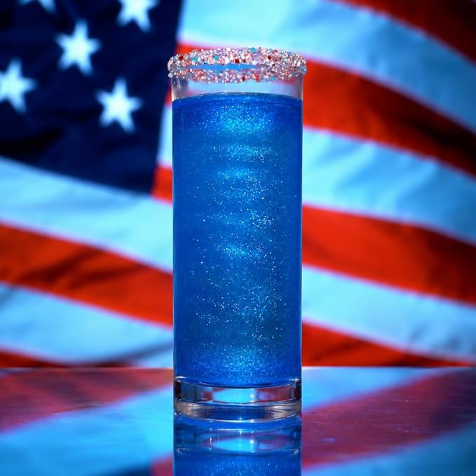 Brew Glitter Red, White & Blue Rimming Sugar (4oz, 1x Bar Tin) for Drinks, Cocktails, Beer, Garnish & Beverages for 4th of July, Indpendence Day, Memorial Day, Veterans Day, and America
