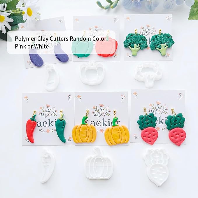 Xaekicr 13 Pcs Vegetable Polymer Clay Cutters - Miniature Food Shape Jewelry Making Tools for Earrings, Charms & DIY Crafts, Soft Clay Molds