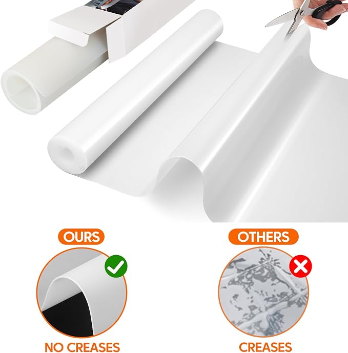 Large Silicone Mats for Kitchen Counter, 16" x 72" Heat Resistant mat, Food-Grade Silicone Pastry mat,Multi-Purpose Countertop Protector Mat, Skin-Friendly Surface,Freely Cuttable,Translucent