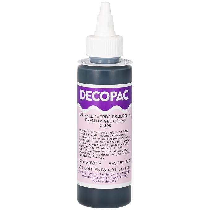 DecoPac Emerald Trend Premium Gel Color Cake Decorations Food Coloring - Gel Color - 4 Fl Oz, Emerald Green
