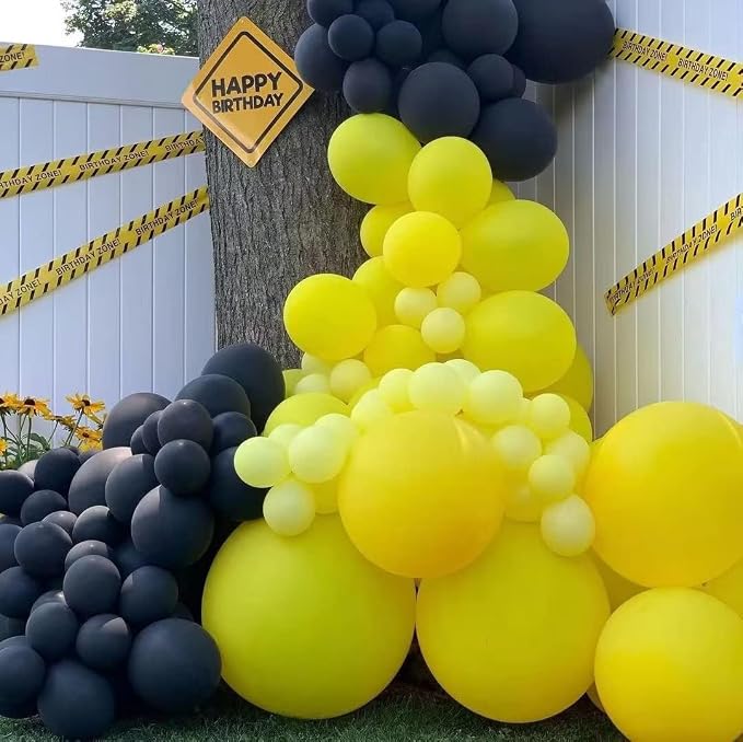 Black and Yellow Balloon Arch Kit - 100pcs Balloon Garland Kit with Black and Yellow Balloons in 18/12/10/5 inch Sizes for Baby Shower or Birthday Parties - Bee and Bumblebee Themed Decoration