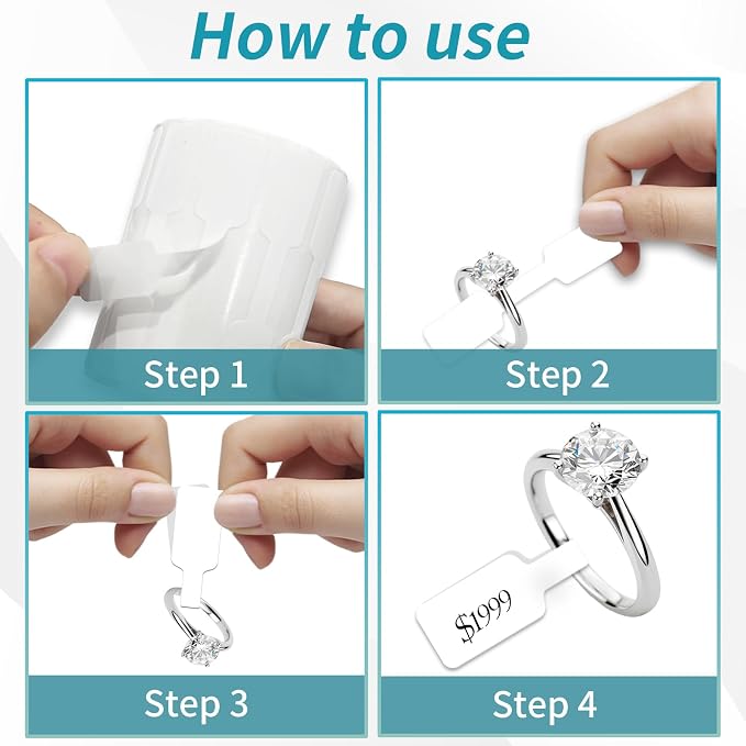 550 Pcs Jewelry Tags Roll for Necklace Earring Price Identify,Self Adhesive White Blank Dumbbell Jewelry Stickers Labels for Bracelet, Ring, Clothing Display （White）