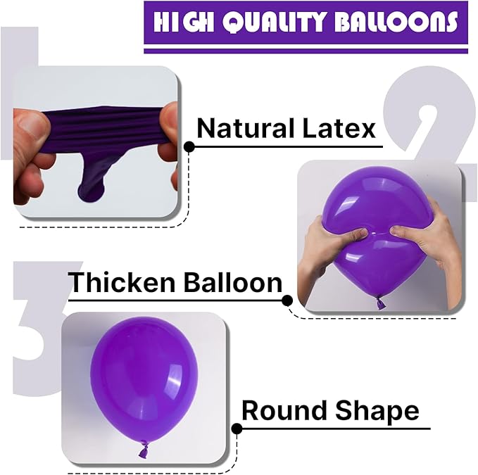 PartyWoo Dark Purple Balloons 100pcs Different Sizes of 18 12 10 5 Inch Royal Purple Balloon Arch Kit Garland for Birthday Baby Shower Graduation Anniversary Bachelorette Party Decorations Purple-Y16
