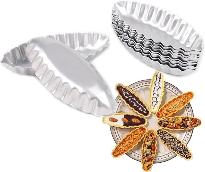 LoBake 10pcs per lot Various Design Fluted Edge Wavy Flower Cup Boat Round Shape Aluminium Tart Mould Jelly Pudding Cup Cupcake Mold Baking (C15)