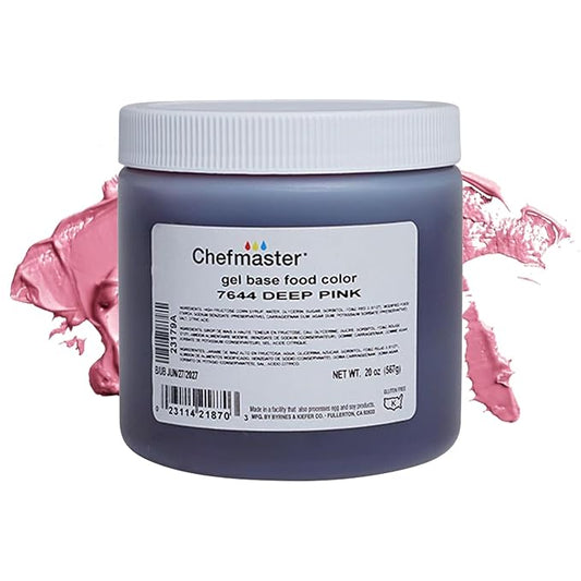 Chefmaster Deep Pink Gel Food Coloring | Vibrant Color | Professional-Grade Dye for Icing, Frosting, Fondant | Baking & Decorating | Fade-Resistant | Easy-to-Use | Made in USA | 20 oz