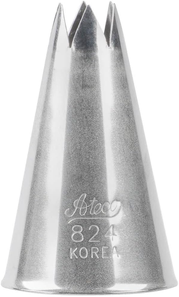 Ateco # 824 - Open Star Pastry Tip .38'' Opening Diameter- Stainless Steel