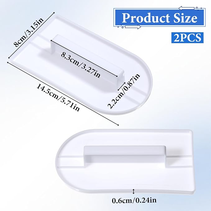 2Pcs Fondant Smoothing, 14.5 x 8 cm/5.7" x 3.1" Fondant Tools Plastic Cake Decorating Smoother & Polisher Cake Decorating Tools Cake Leveler for Smoothing Icing Decoration Sugar Craft (White)