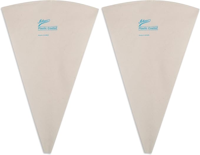 Ateco Plastic Coated Canvas Decorating Bag, 12-Inch, Reusable, Made in USA, White (Pack of 2)