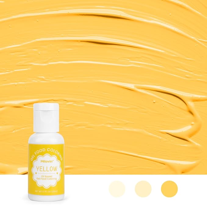 Oil Based Food Coloring for Chocolate, 20ml Edible Yellow Oil Based Food Coloring Gel for Cake Decorating, Sugar, Candy Melts, Baking, Cookies, Icing Frosting, Meringues, Cream- 0.7 Fl. Oz(Yellow)