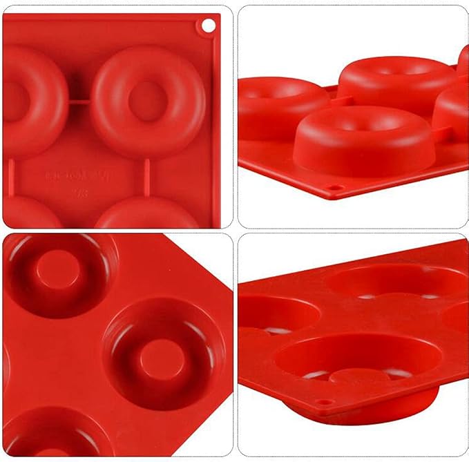 6 Cavity Donut Mold Silicone Non-stick Baking Tray Heat-resistant Reusable Folded Donuts Maker Colorful Soft Dessert Making Tool