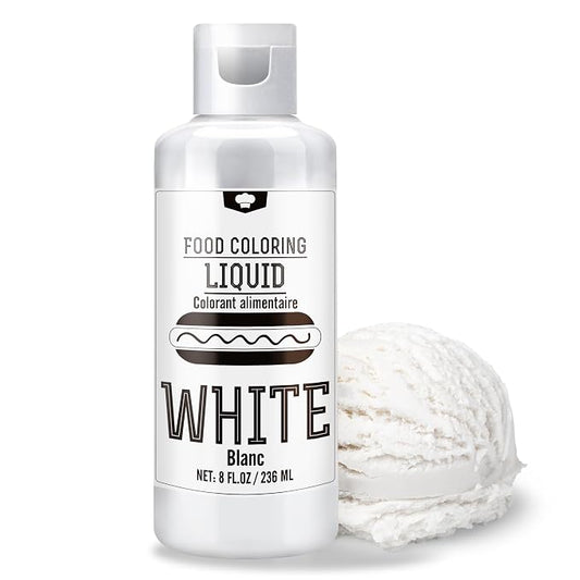 Food Coloring - 240ml Liquid Vivid Food Coloring for Baking, Cake Decorating, Icing, Cookie, Fondant and Macaron - Tasteless Concentrated Food Color Dye for DIY Soap Making and Crafts (White)