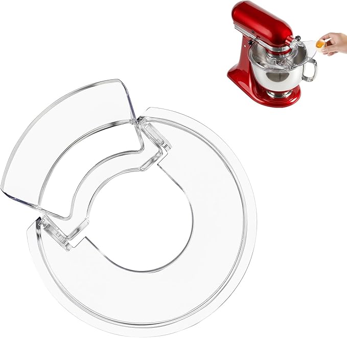 Pouring Shield for KitchenAid 4.5-5 Quart Tilt-Head Stand Mixer, Fits Stainless Steel Glass Ceramic Bowls | Splash Guard Mixer Bowl Cover with Removable Pour Spout, Clear Splatter Guard Mixer Accessory