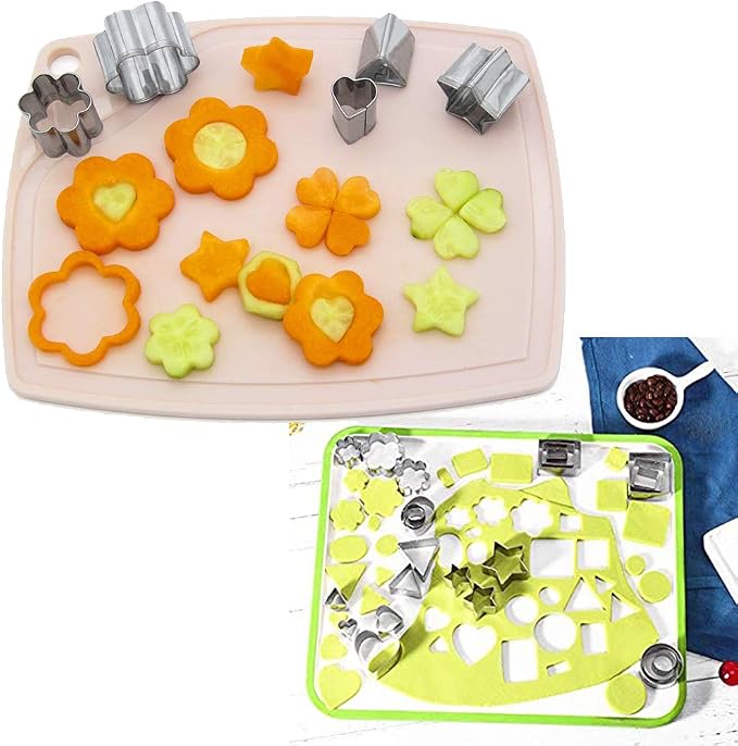 Mini Cookie Cutter Shapes Set - 24 Pieces Stainless Steel Metal Small Molds - Flower, Heart, Star, Geometric Shapes - Cut Fondant, Pastry, Mousse Cake and Clay (24pcs)
